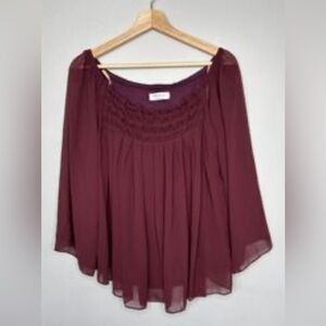 Bailey 44 large flowy boat neck top dressy fun sheer sleeves lined bodice